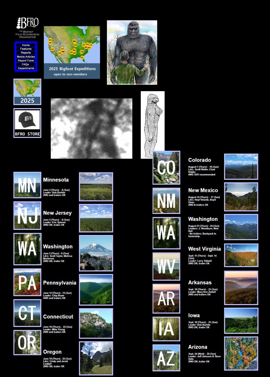 There are many people who are very interested in the Bigfoot/Sasquatch subject.  Sadly, many of them believe they need to be a registered member of the BFRO in order to participate in a BFRO expedition. That is not correct.

BFRO expeditions (the ones shown on the BFRO web site)