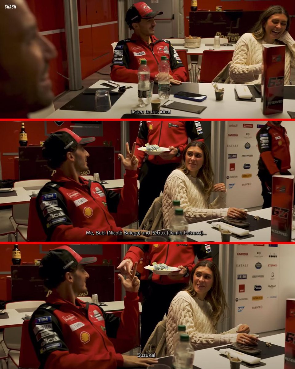 Pecco Bagnaia's idea to Gigi? Suzuka 8 Hours with himself, Bulega and Petrucci 😅

#MotoGP
