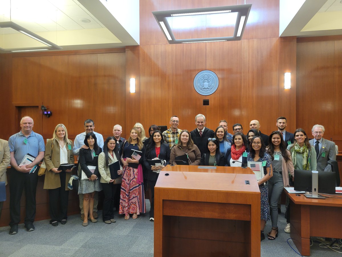 USCOURTSMTX's tweet image. Naturalization ceremony on May 22, 2025. Honorable Judge Brian M. Morris welcomed new citizens during a ceremony held at the Paul G. Hatfield Federal Courthouse. Helena, MT