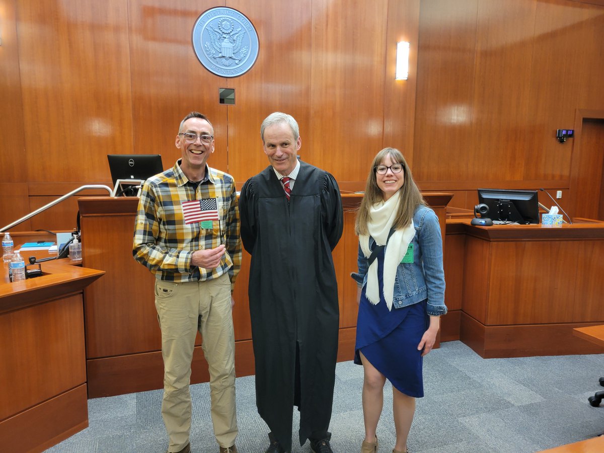 USCOURTSMTX's tweet image. Naturalization ceremony on May 22, 2025. Honorable Judge Brian M. Morris welcomed new citizens during a ceremony held at the Paul G. Hatfield Federal Courthouse. Helena, MT