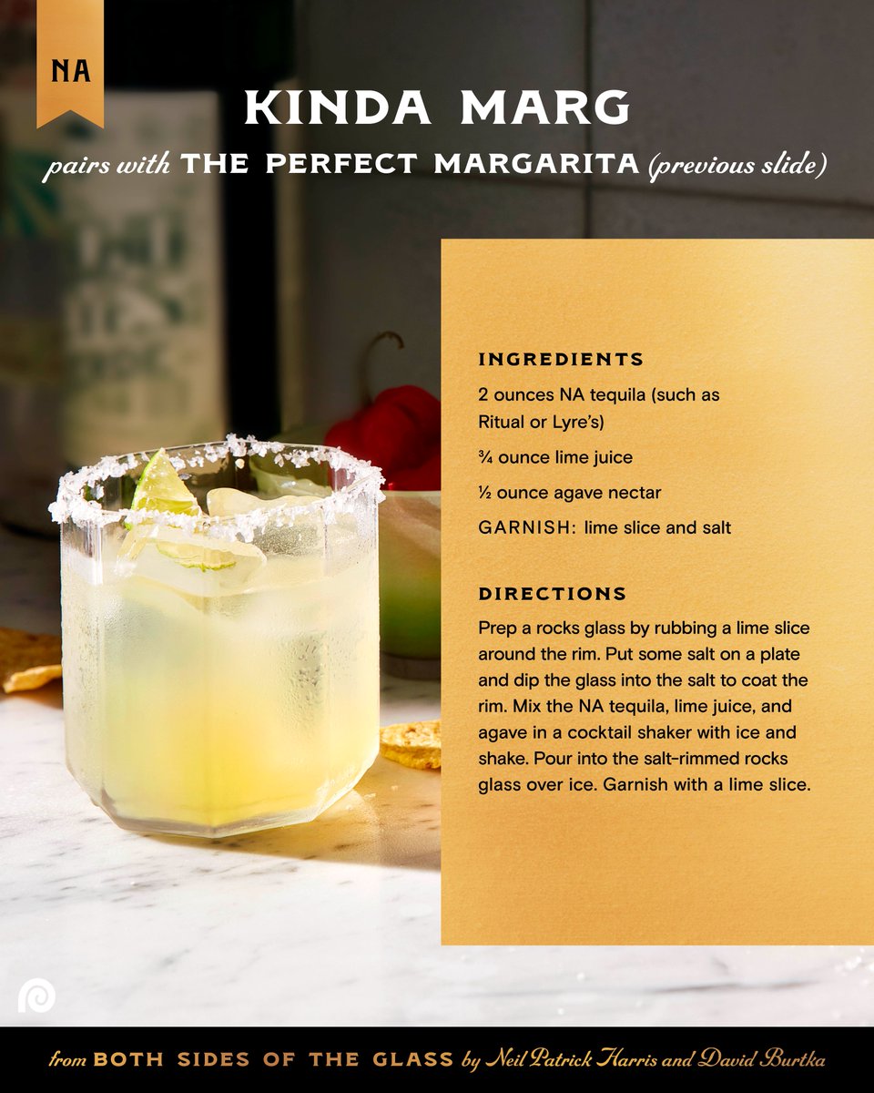 Very few things in life are perfect, but this Perfect Margarita and its alcohol-free cousin, the Kinda Marg, come close. Enjoy this sneak peek at our upcoming cocktail + mocktail book, BOTH SIDES OF THE GLASS, and preorder your copy right here: prh.com/bothsidesofthe…