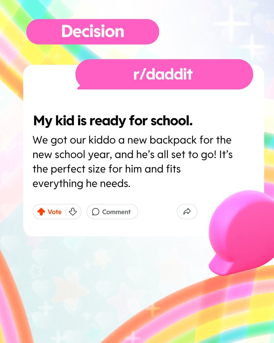 Were we all glitter dolphin and rainbow tiger–crazed at one time? Yes. Are we now debating preschool backpack sizes on Reddit? Also yes. Weird questions welcomed 🤝. See the back-to-school moment → business.reddit.com/moments