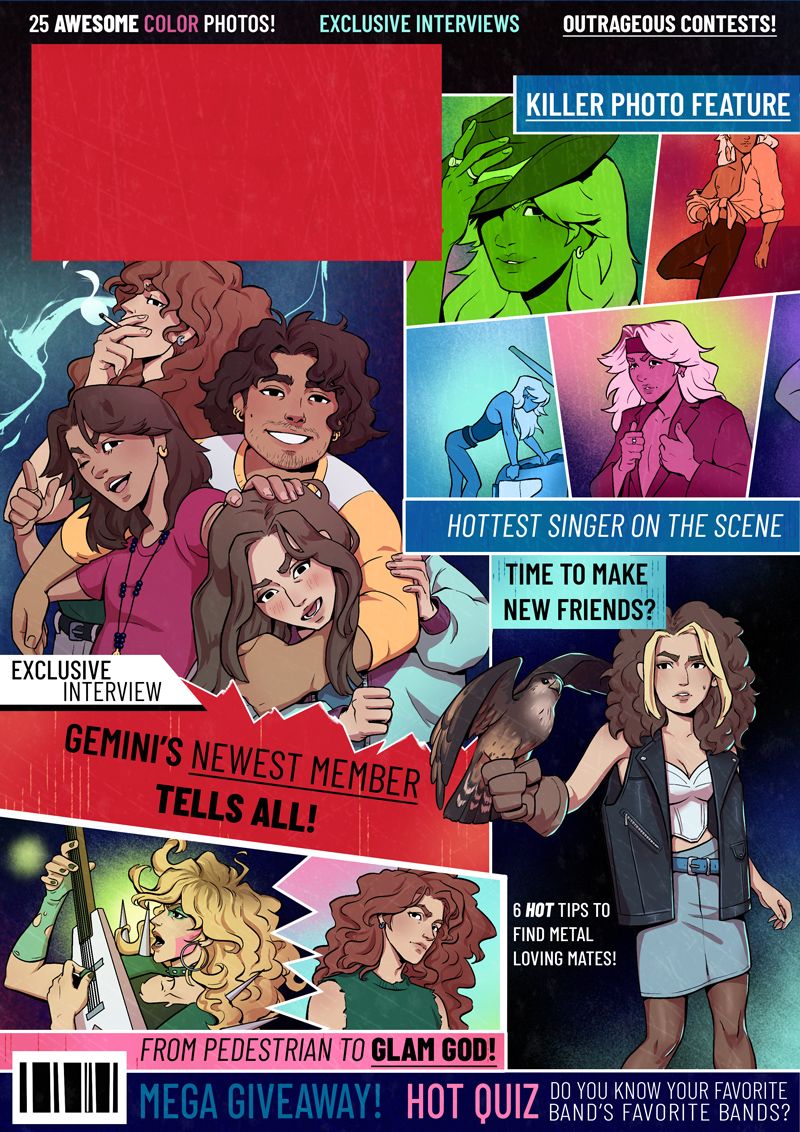 Here's some concept and UI art that will be in Tactichord as the story progresses. Our lead 2D artist <a href="/mcbrauart/">McbrauArt</a> puts together these amazing tributes to the pulpy 80s magazines, centered around the protagonists of Tactichord, Gemini. 

#indiegame #handdrawn #characterdesign