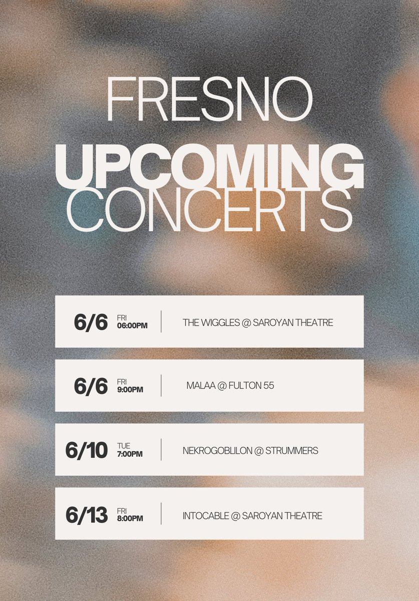 Live shows. Local venues. Full week of music.
#FresnoConcerts #FresnoEvents #LiveMusic