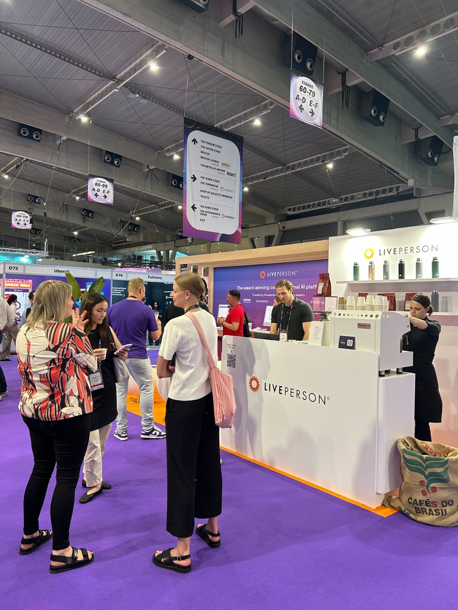 LivePerson's tweet photo. Day 1 of #ShoptalkEU ✅
Find us at Booth D61 this week! We've got AI-powered coffee and great conversations waiting for you. https://t.co/GmcsQmUFXZ