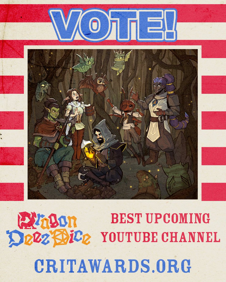 Dragon Deez Dice (@dragondeezdice) on Twitter photo We're nominated! Vote Dragon Deez Dice for Best Upcoming YouTube Channel in the CRIT Awards! <a href="/crit_awards/">CRIT Awards - 🍉</a> #critawards #dnd #ttrpg #actualplay
🗳️ docs.google.com/forms/d/e/1FAI… We're nominated! Vote Dragon Deez Dice for Best Upcoming YouTube Channel in the CRIT Awards! <a href="/crit_awards/">CRIT Awards - 🍉</a> #critawards #dnd #ttrpg #actualplay
🗳️ docs.google.com/forms/d/e/1FAI…