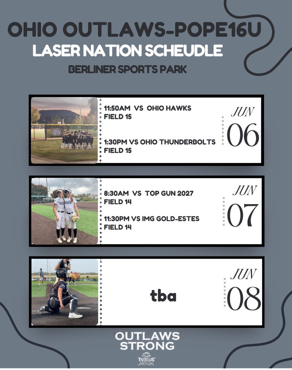 Kennidie Rogers- uncommitted (@kennidier2026) on Twitter photo I'M LOOKING FORWARD TO THIS WEEKEND with our team <a href="/outlawspope16U/">Ohio Outlaws Premier 16U Pope</a>!!!!! 🤩☠️🥎🩶💪
I hope too see some familiar schools at the fields this weekend ☺️ <a href="/Hall_J_4/">Jenna Hall</a> <a href="/CoachJexx_RMU/">Coach Jexx</a> <a href="/CoachBradPosner/">Brad Posner</a> <a href="/chris_stelma/">ChrisStelma</a> <a href="/PlimptonChelsea/">Chelsea Plimpton</a> <a href="/jmrw20/">Justin Walker</a> <a href="/malchapmann/">Coach Mal</a> <a href="/DloweOilerkid/">Danielle Lowe</a> <a href="/CoachJLPrice/">Jackie Price</a> I'M LOOKING FORWARD TO THIS WEEKEND with our team <a href="/outlawspope16U/">Ohio Outlaws Premier 16U Pope</a>!!!!! 🤩☠️🥎🩶💪
I hope too see some familiar schools at the fields this weekend ☺️ <a href="/Hall_J_4/">Jenna Hall</a> <a href="/CoachJexx_RMU/">Coach Jexx</a> <a href="/CoachBradPosner/">Brad Posner</a> <a href="/chris_stelma/">ChrisStelma</a> <a href="/PlimptonChelsea/">Chelsea Plimpton</a> <a href="/jmrw20/">Justin Walker</a> <a href="/malchapmann/">Coach Mal</a> <a href="/DloweOilerkid/">Danielle Lowe</a> <a href="/CoachJLPrice/">Jackie Price</a>