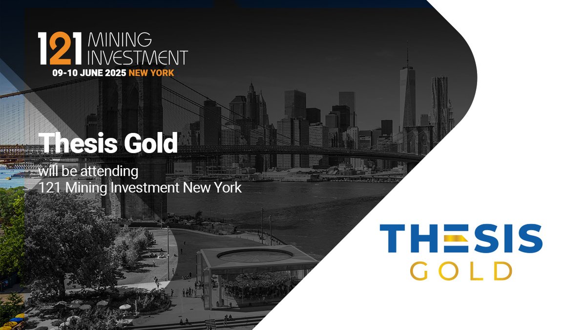 We're heading to NYC!

Thesis Gold is attending 121 Mining Investment New York on June 9–10.

Let’s talk about what’s next for our Lawyers-Ranch gold-silver project.

#ThesisGold #121Mining #Gold #Silver #Toodoggone