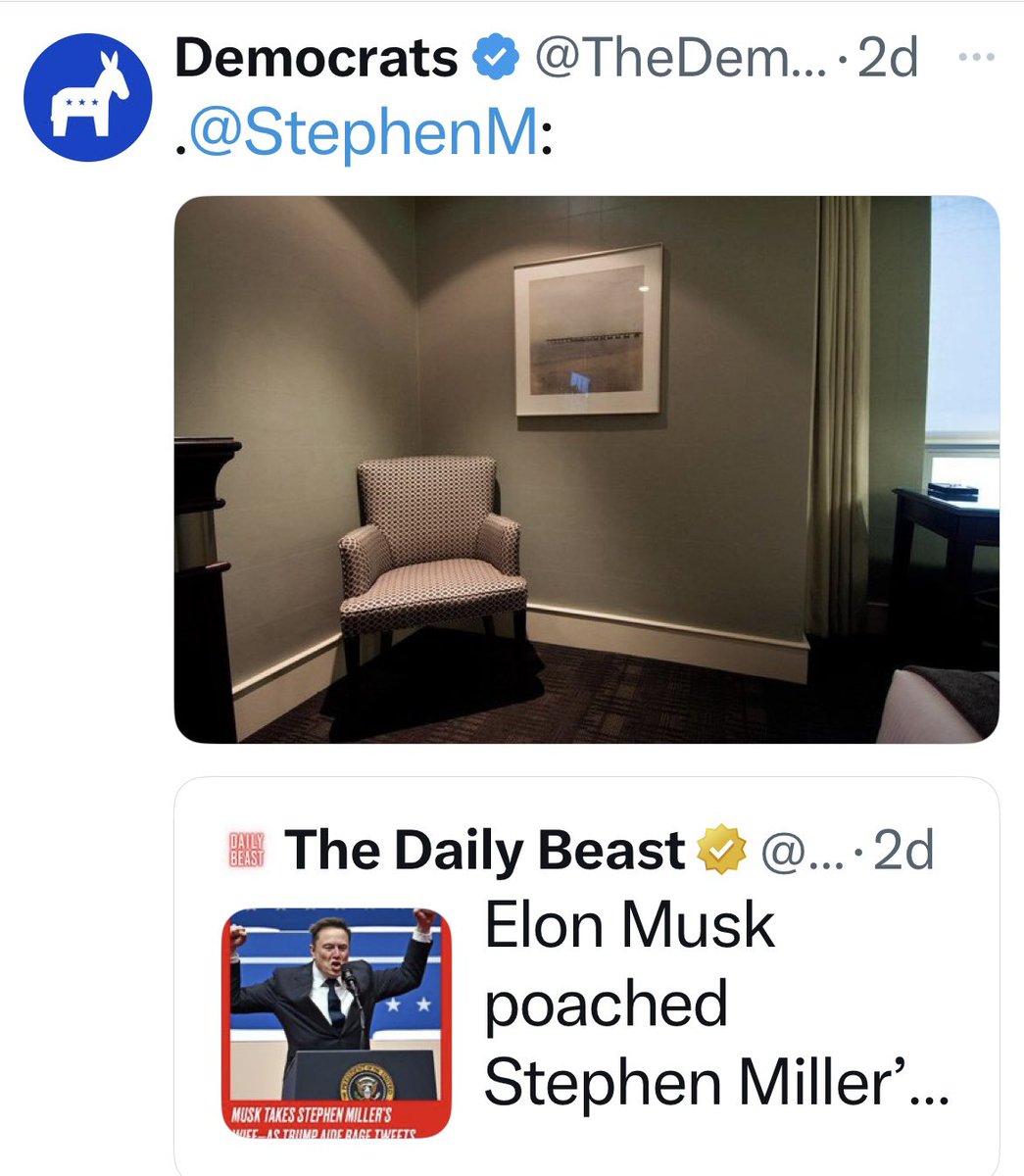 Bravo <a href="/PaulleyTicks/">PaulleyTicks</a> 

The Democrats sent him this too
I believe it’s called the Cuckold Chair.  
But can you blame her? 
Miller is disgusting and just the thought of him having sex 
Makes me hurl 🤮🤮🤮