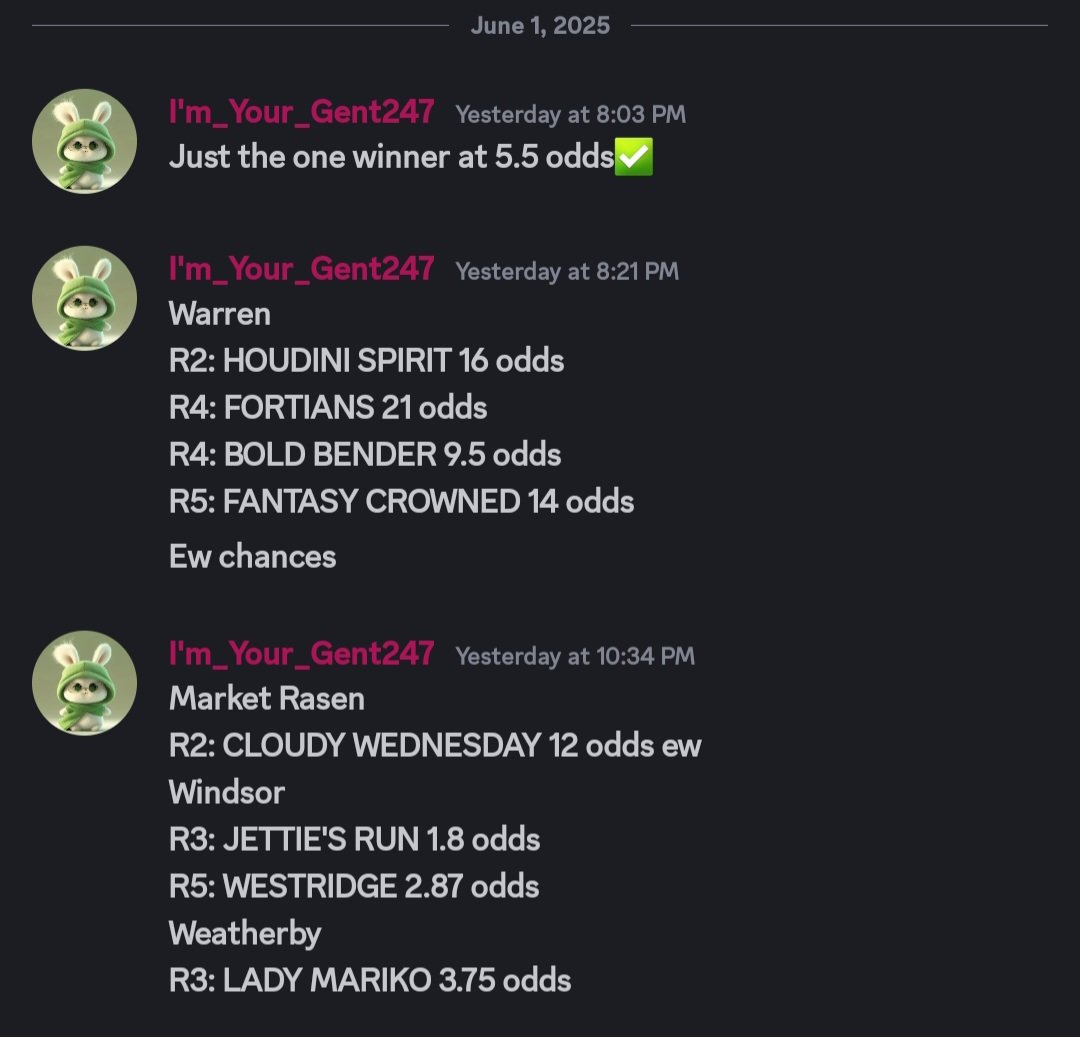 GREENTURF2's tweet photo. Our man @im_your_gent is back. Smashing start to the month after having been ominously quiet for a while. Kicks the day off on the free channel with a 15/1 winner 🥇 from Aussie, and finishes it off with three wins from the UK including an 11/1 shot. 
 https://t.co/BUSzNjOG0j https://t.co/vu6UZTEMlh