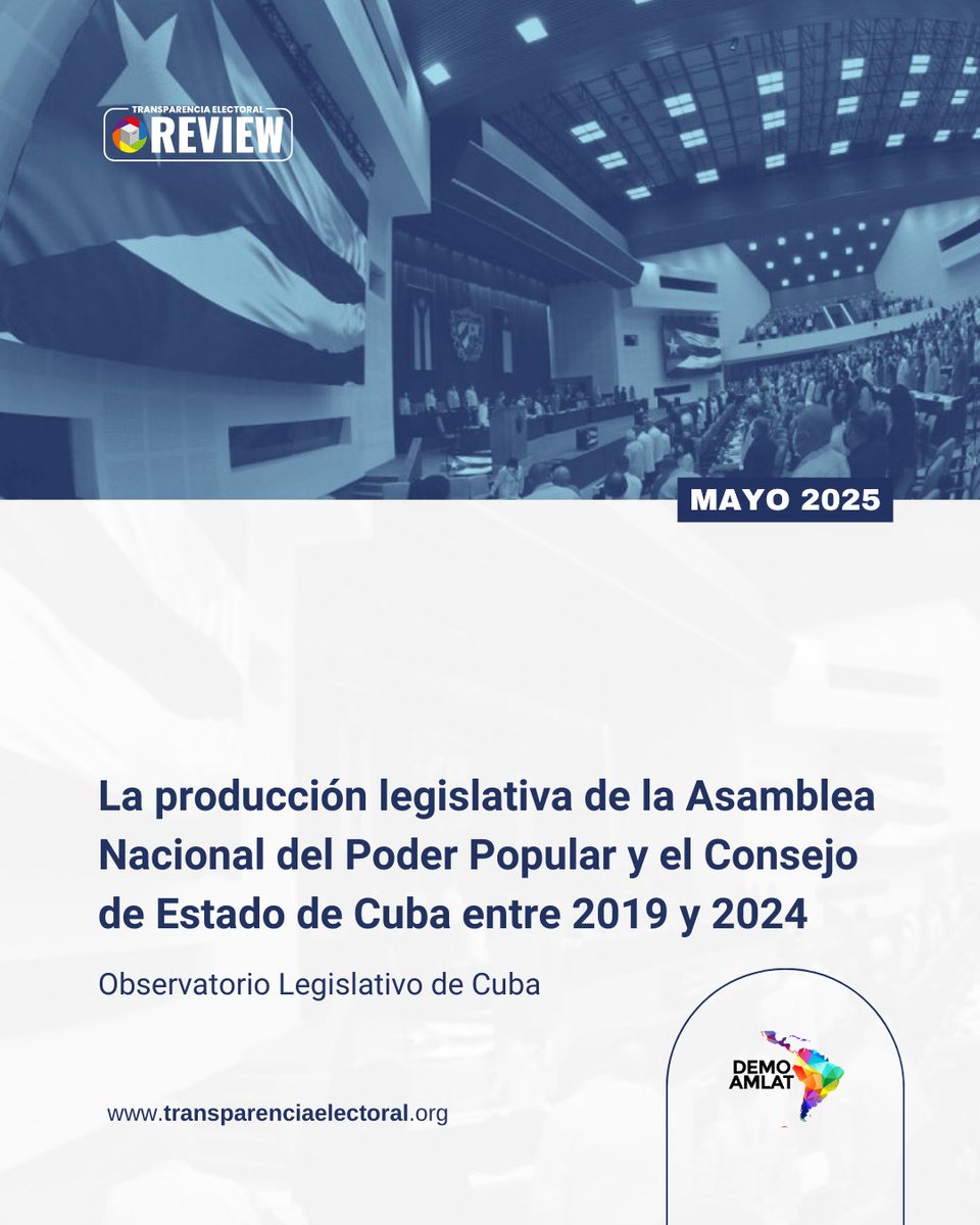 🚨🇨🇺Entre control estatal y restricciones a derechos fundamentales: el Observatorio Legislativo de Cuba de <a href="/DemoAmlat/">Demo Amlat</a> realiza un repaso sobre la producción legislativa cubana desde 2019. 

 📘 Disponible en la revista Transparencia Electoral Review: bit.ly/43e5WfG