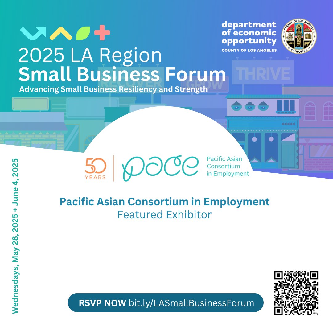 PACE (@paceinla) on Twitter photo Small businesses: don't miss day 2 of the LA Region Small Business Forums!
Access free resources, expert advice, and make real connections with local agencies and entrepreneurs. 💼
📅 Date & Location: June 4 | The Lot at Formosa 
RSVP now: bit.ly/LASmallBusines… Small businesses: don't miss day 2 of the LA Region Small Business Forums!
Access free resources, expert advice, and make real connections with local agencies and entrepreneurs. 💼
📅 Date & Location: June 4 | The Lot at Formosa 
RSVP now: bit.ly/LASmallBusines…