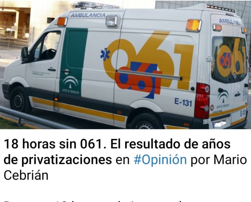 18 Horas sin 061.
Los Andaluces desasistidos .
Un culpable: El PP de Bonilla.

noticias.tuperiodico.soy/opinion/18-hor…