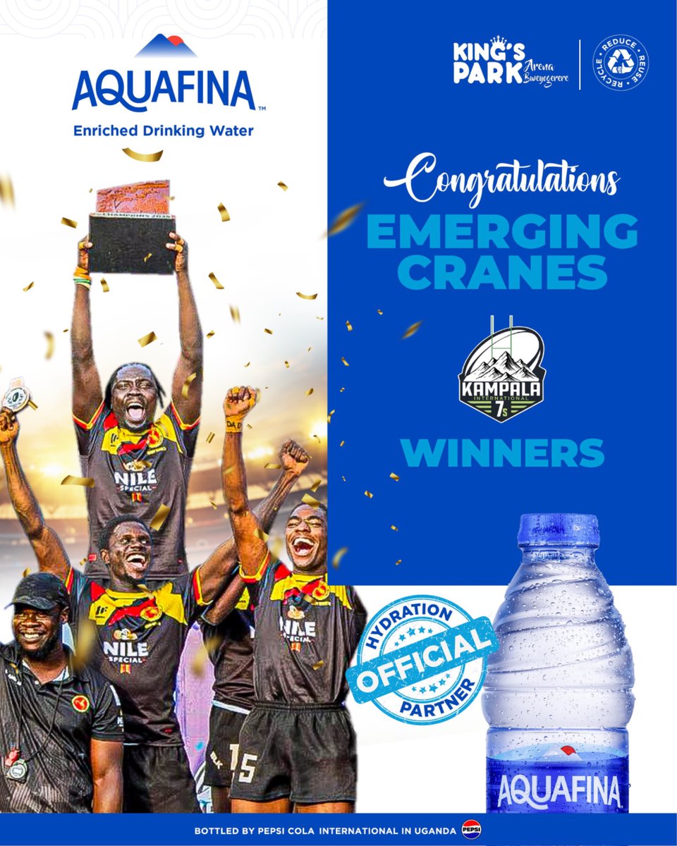 Aquafina Uganda (@aquafinauganda) on Twitter photo Congratulations to the Emerging Cranes on a big win at the <a href="/Kampala_7s/">Kampala_7s</a> !
#onlywhatsessential #Kampala7s #GreenTheGame Congratulations to the Emerging Cranes on a big win at the <a href="/Kampala_7s/">Kampala_7s</a> !
#onlywhatsessential #Kampala7s #GreenTheGame