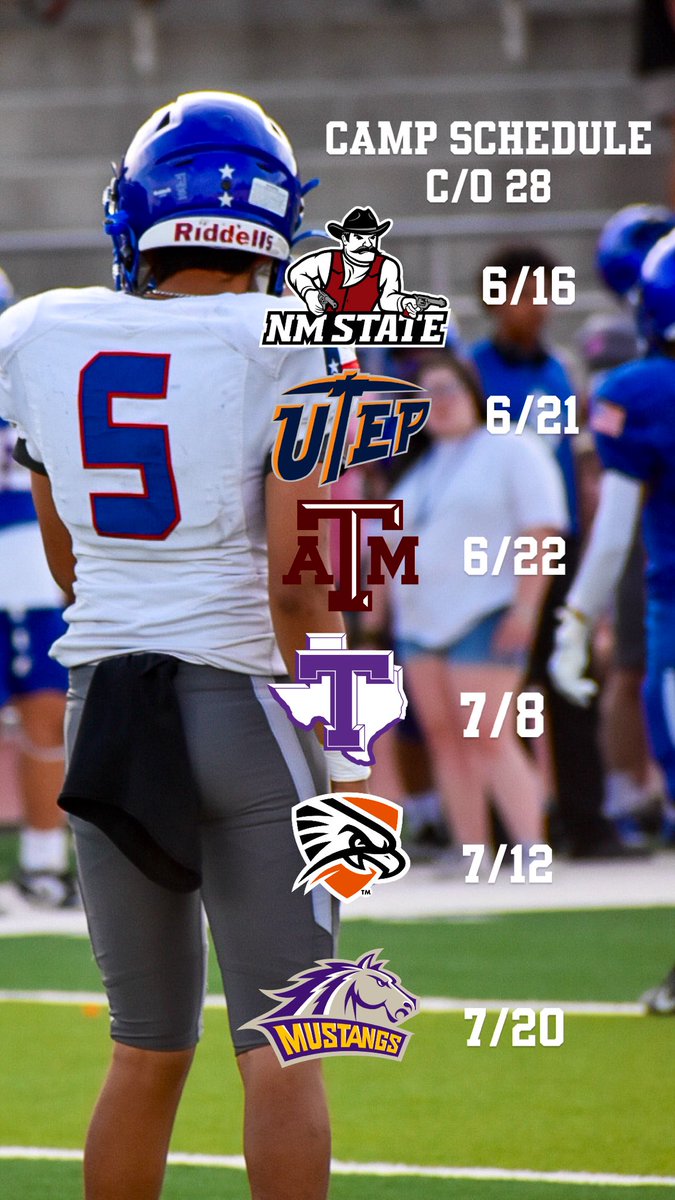 Fernando Ortega (@915_ferortg) on Twitter photo Gonna hit the road for these Summer camps. Cant wait to demonstrate my skill to these awesome universities !!!
#POP #campseason #uncommitted #EAT <a href="/Coach_NoeRobles/">Noe Robles</a> <a href="/Coach_Avina/">Miguel Aviña</a> <a href="/CoachSantolla/">Zack Santolla</a> <a href="/915Footballblog/">915 HS Football Insiders</a> <a href="/CK_KleinCollin/">Collin Klein</a> Gonna hit the road for these Summer camps. Cant wait to demonstrate my skill to these awesome universities !!!
#POP #campseason #uncommitted #EAT <a href="/Coach_NoeRobles/">Noe Robles</a> <a href="/Coach_Avina/">Miguel Aviña</a> <a href="/CoachSantolla/">Zack Santolla</a> <a href="/915Footballblog/">915 HS Football Insiders</a> <a href="/CK_KleinCollin/">Collin Klein</a>