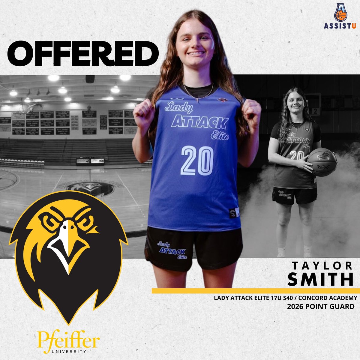 Taylor Smith (@taysmith2008) on Twitter photo After an amazing visit, I am very excited that I have an offer to play for <a href="/PfeifferWb/">PfeifferWB</a>. Thank you <a href="/VontreeceHayes/">Coach Vee🏀</a> for spending the day with me!
<a href="/Assist_U_/">AssistU Recruiting</a> <a href="/LADYATTACKELITE/">Lady Attack Elite Basketball</a> <a href="/LAE2026/">Lady Attack Elite National 17U - 2026</a> <a href="/FOPBasketball/">Coach Anthony George</a> <a href="/CoachJ0_/">Coach Jay</a> <a href="/deangelo_4/">DeAngelo Alexander</a> <a href="/CAEaglesWBB/">Concord Academy WBB</a> After an amazing visit, I am very excited that I have an offer to play for <a href="/PfeifferWb/">PfeifferWB</a>. Thank you <a href="/VontreeceHayes/">Coach Vee🏀</a> for spending the day with me!
<a href="/Assist_U_/">AssistU Recruiting</a> <a href="/LADYATTACKELITE/">Lady Attack Elite Basketball</a> <a href="/LAE2026/">Lady Attack Elite National 17U - 2026</a> <a href="/FOPBasketball/">Coach Anthony George</a> <a href="/CoachJ0_/">Coach Jay</a> <a href="/deangelo_4/">DeAngelo Alexander</a> <a href="/CAEaglesWBB/">Concord Academy WBB</a>