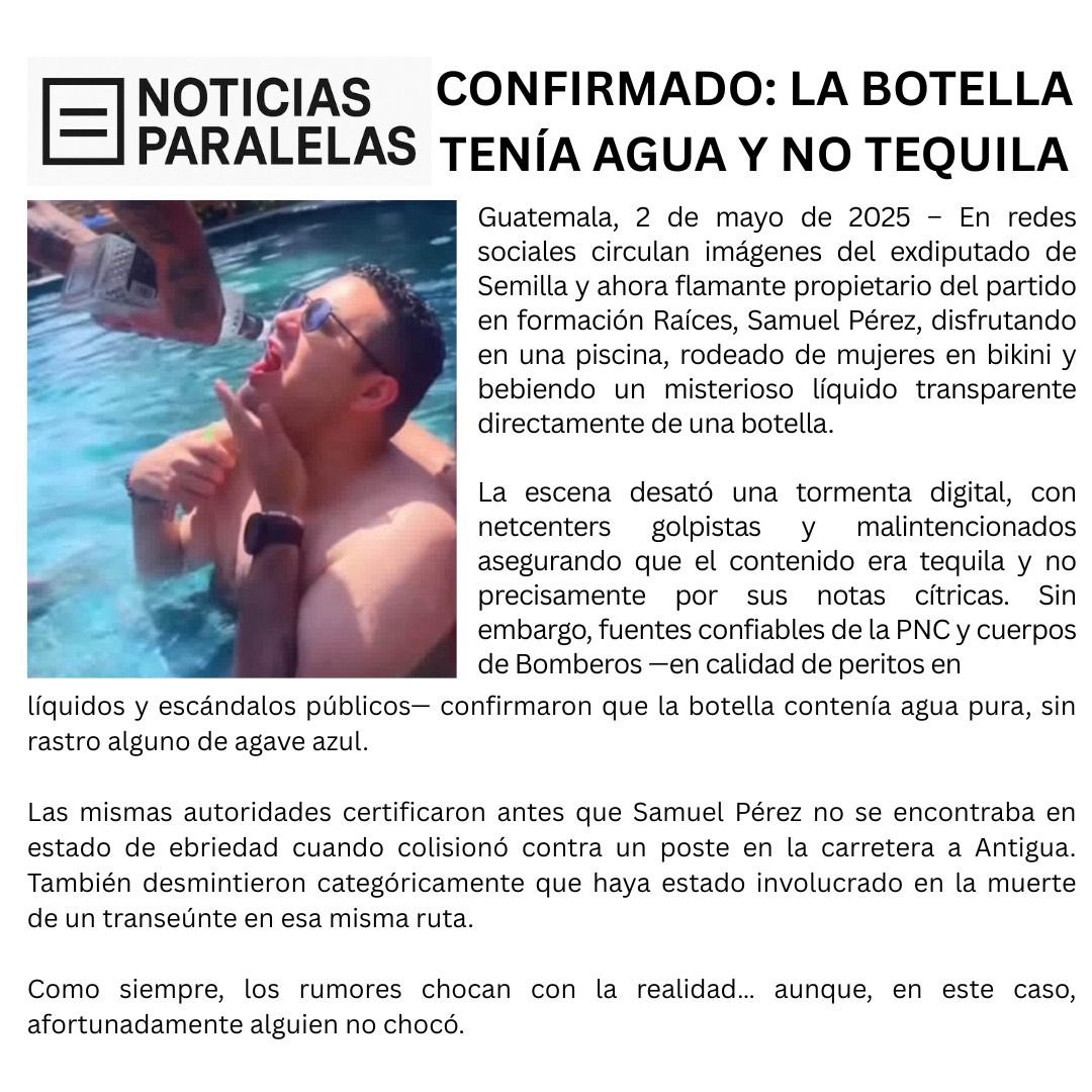 BOTELLA TENÍA AGUA confirman las autoridades del gobierno