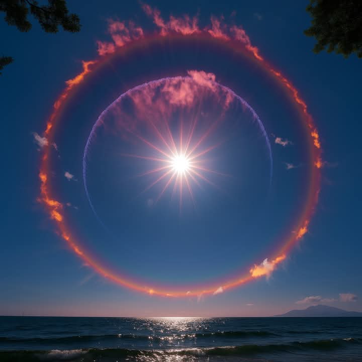 Extremely rare 'Fire Solar Halo' spotted during sunrise this morning CA, USA