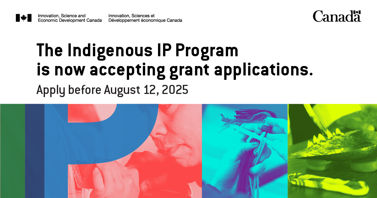 ISED (@ised_ca) on Twitter photo The #IndigenousIP Program is now accepting grant applications. It funds IP-related initiatives and projects and provides <a href="/WIPO/">World Intellectual Property Organization (WIPO)</a> travel grants to attend WIPO events.
Apply before August 12, 2025: ised-isde.canada.ca/site/intellect… #NIHM2025 The #IndigenousIP Program is now accepting grant applications. It funds IP-related initiatives and projects and provides <a href="/WIPO/">World Intellectual Property Organization (WIPO)</a> travel grants to attend WIPO events.
Apply before August 12, 2025: ised-isde.canada.ca/site/intellect… #NIHM2025