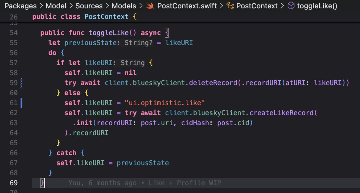 PostContext for storing, caching, and updating mutable social interactions linked to a post. It's not a ViewModel.