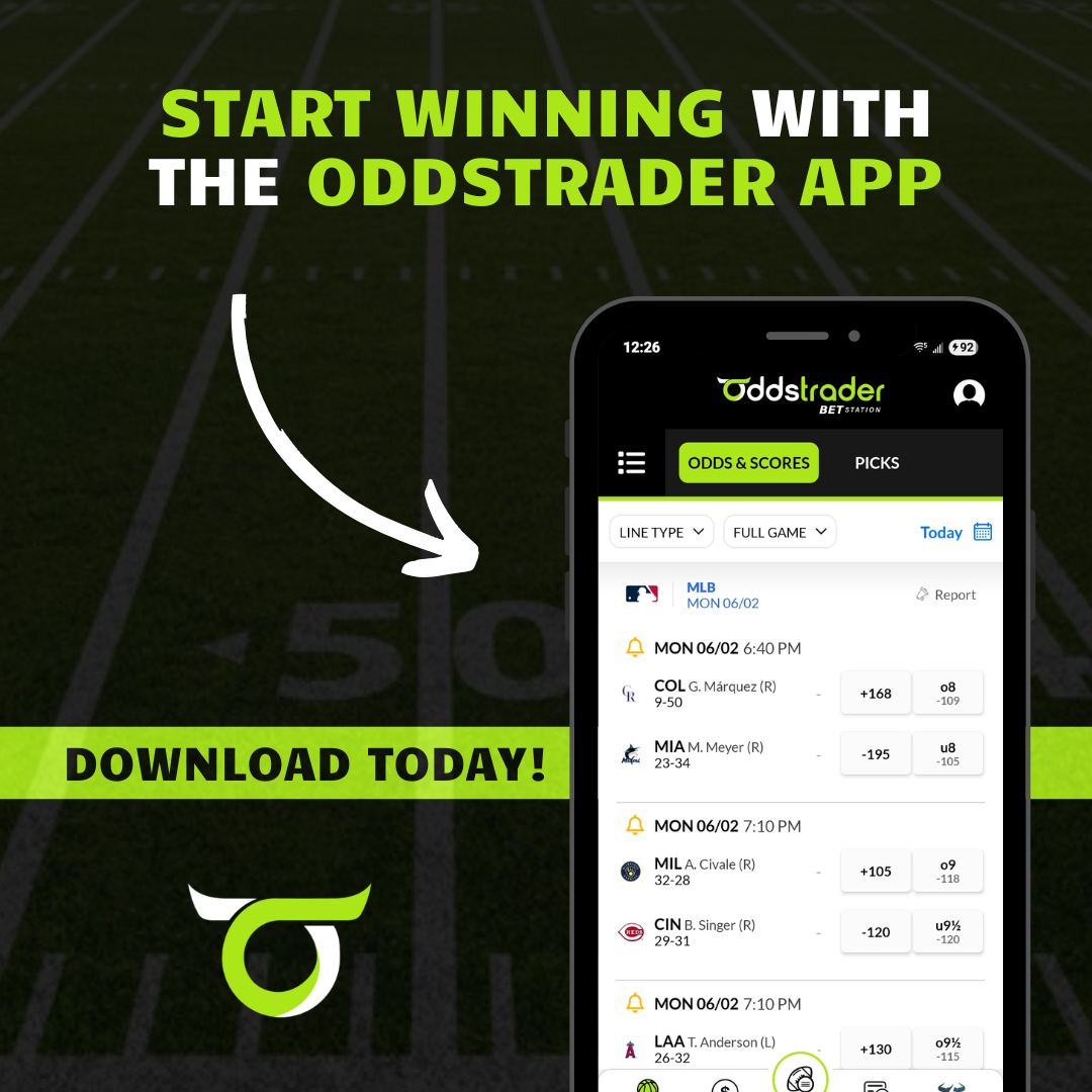 Are you ready to take your #sportsbetting game to the next level?

Get Al predictions, props picks, track your bets, get live scores &amp; stats, injury &amp; weather updates , and MORE on the OddsTrader app!

Download: ow.ly/ZS8A50W2kiT

#nba #betting #nhl #nfl #wnba #mlb #parlay