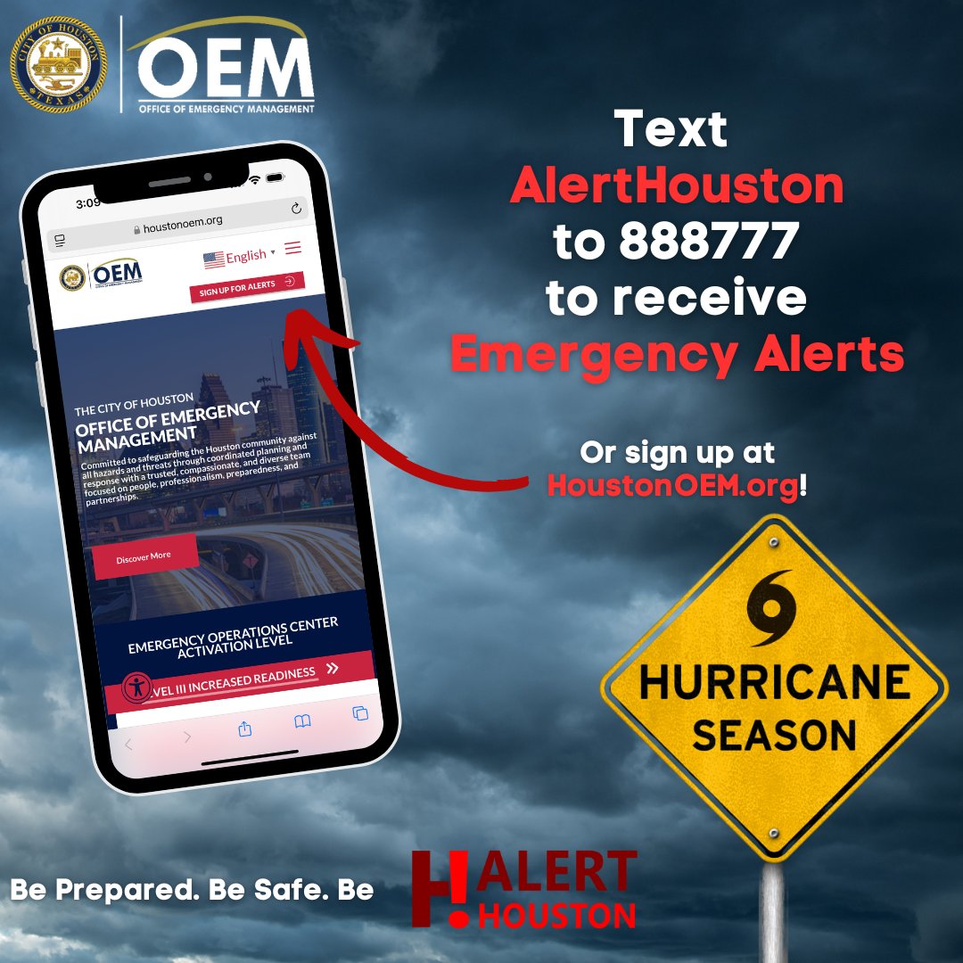 🚨 Hurricane Season is officially here.
✅ Make a plan
✅ Build a kit
✅ Stay informed
✅ Get connected
🔗 Visit HoustonOEM.org for resources.
📲 Text AlertHouston to 888777 for emergency alerts. Be Prepared. Be Safe. Be #AlertHouston
