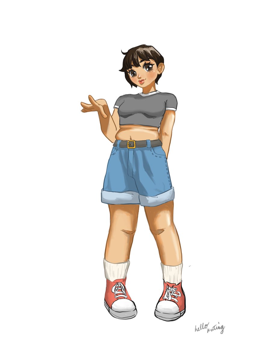 Hello_Kuting's tweet image. A self-portrait of lil ol me 🥹

#procreateart #illustrationart #openforwork