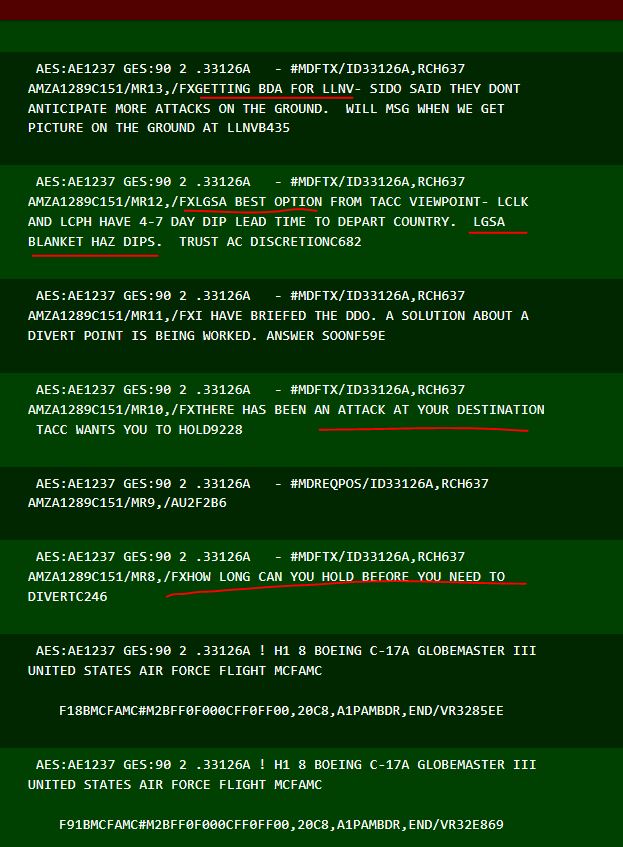 Two USAF heavylifters were headed Israel from Anniston with munitions/interceptors.
1st landed+departed on time, the 2nd held due Yemen missile attack, then diverted to Crete, saying awaiting "BDA for Nevatim" airbase.
Was Nevatim hit? shrapnel on runways?
sources: fr24/acars