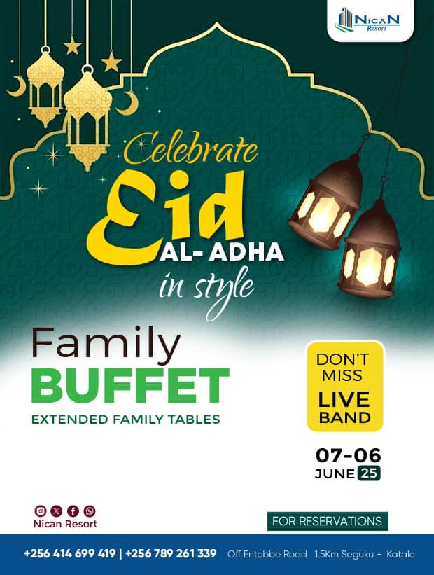🌙 Eid al-Adha at Nican Resort Hotel 🌙

Celebrate this blessed season in comfort and style!

Enjoy peaceful moments, delicious meals, and a luxurious stay with your loved ones.

📞 Book now: +256789261339

Eid Mubarak from all of us at Nican Resort! 💛
