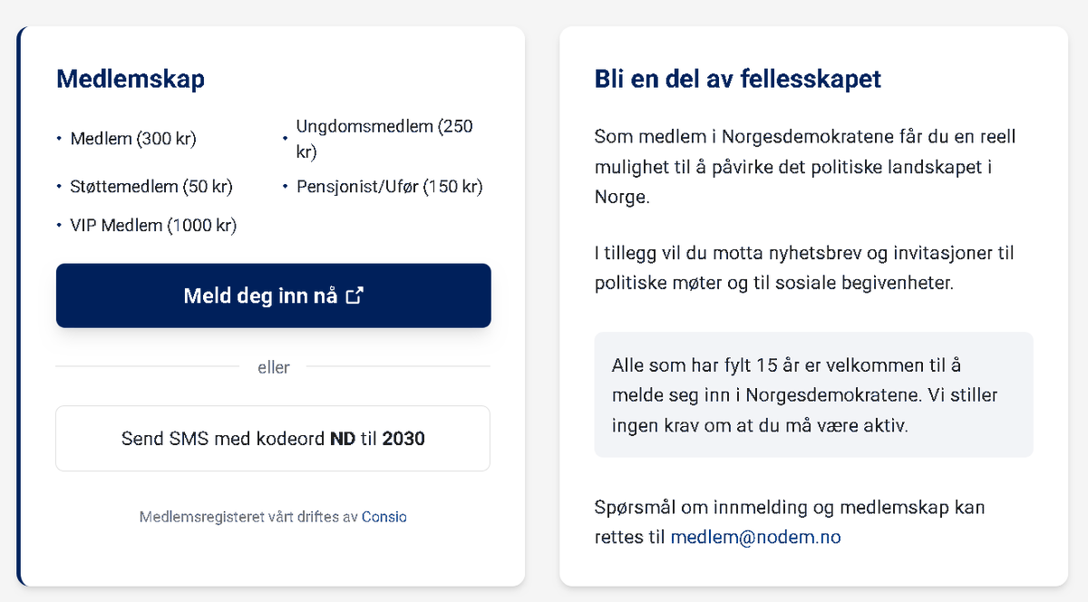 Meld deg inn for å støtte eller delta aktivt i vår bevegelse. 

Vårt eksklusive mål er å gå på jobb for det norske folk, for Norge - for deg.

nodem.no/bli-med