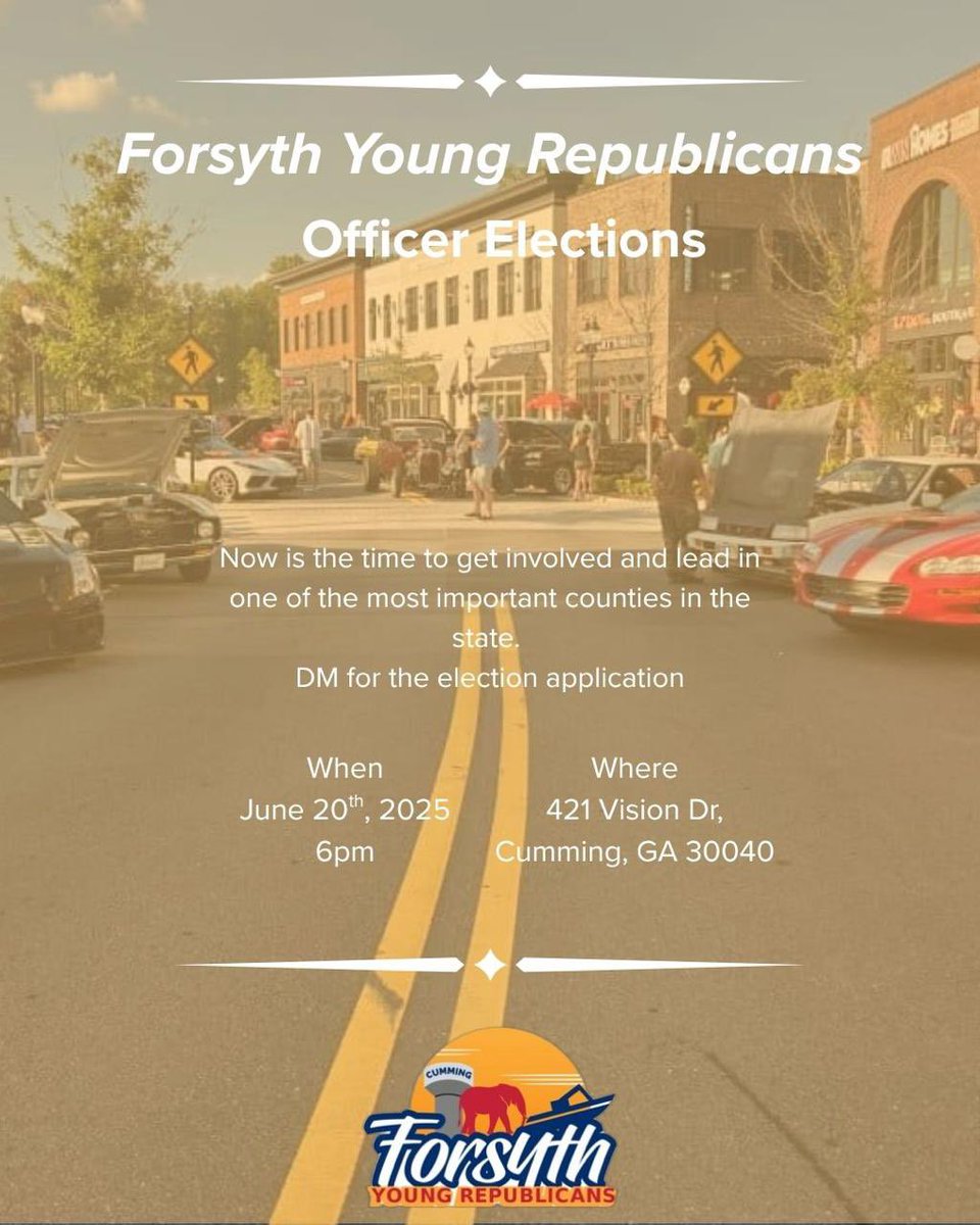 ForsythYR's tweet photo. Calling all Forsyth Conservatives! Your county YR chapter is hosting our annual leadership elections. We'd love to have you involved! DM to signup for elections https://t.co/PECUN8lgfs