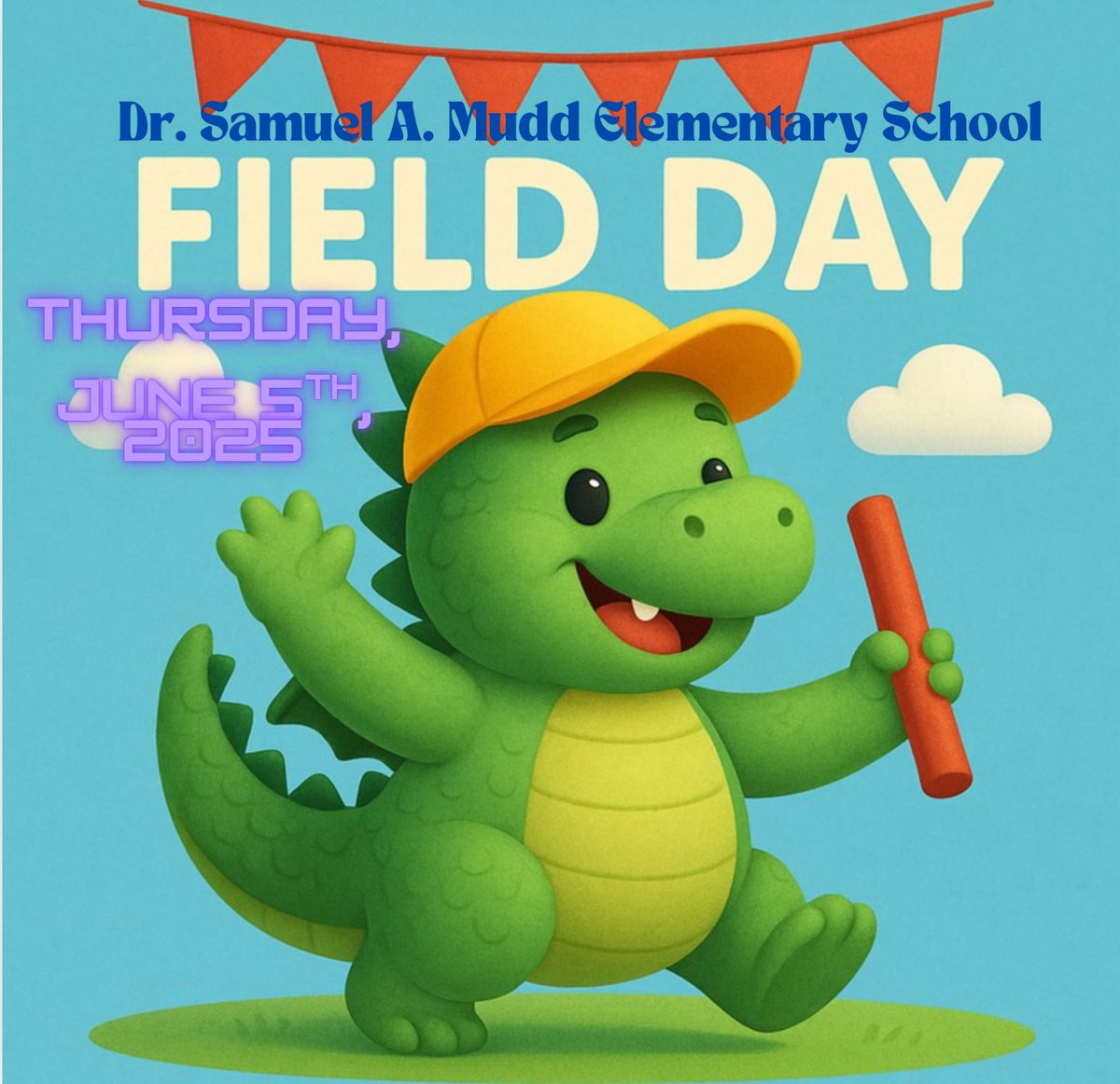 🎉 Field Day is almost here at Dr. Mudd!
📅 Thursday, June 5th, 2025
🦖 Want to volunteer? Your help makes it unforgettable for our students!

🔗 Activities: signupgenius.com/go/10C0948AFAE…
🔗 Concessions: signupgenius.com/go/10C0948AFAE…

#DrMuddPride #FieldDayFun