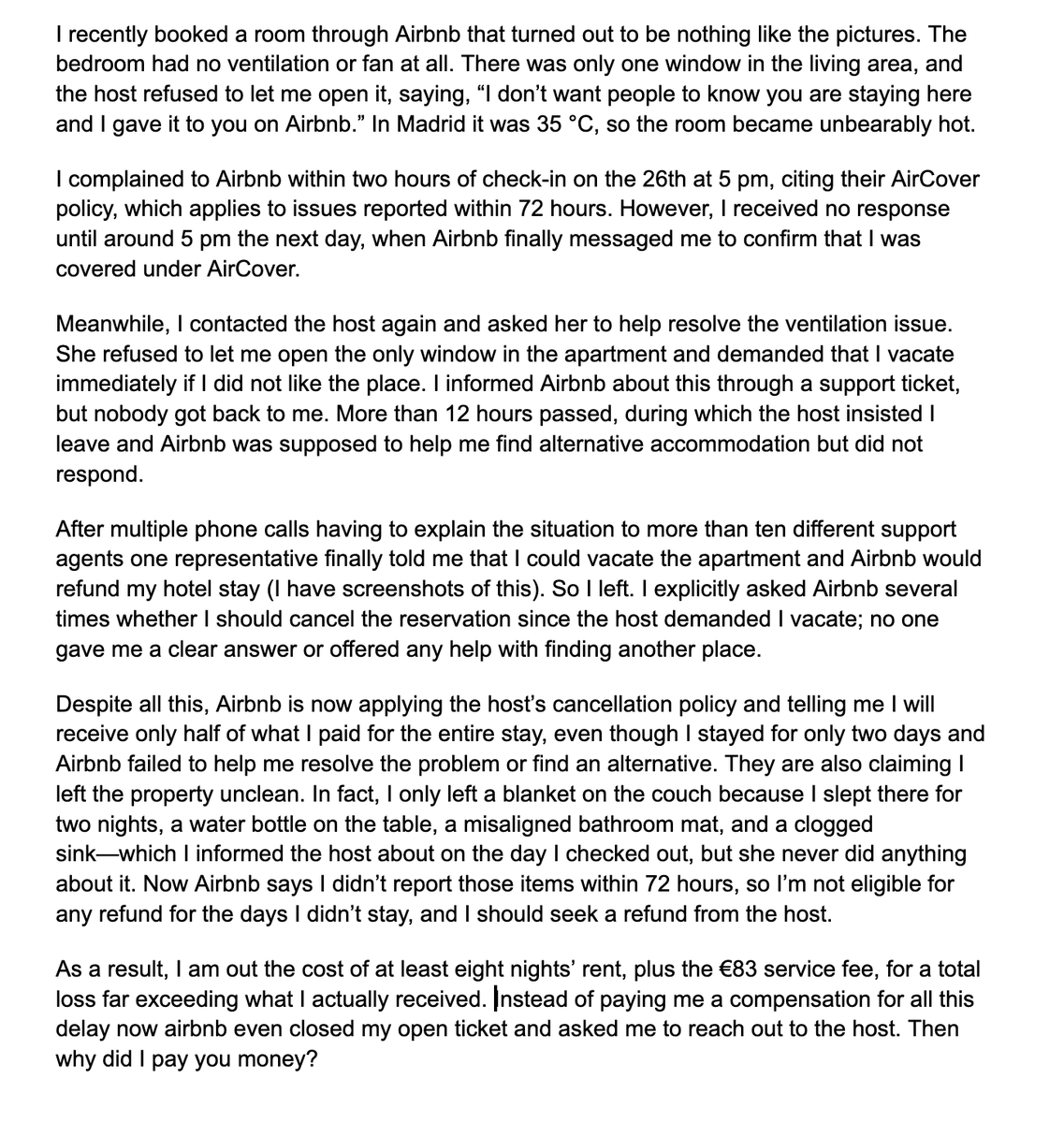 JahnaviPra2752's tweet photo. @Airbnb @Airbnb @bchesky , 
I'm attaching a image with the complete details of the issue and proof. You please tell me how is this even fair?
#AirbnbProblem #TourismProblems https://t.co/VU9ZWIfRmt