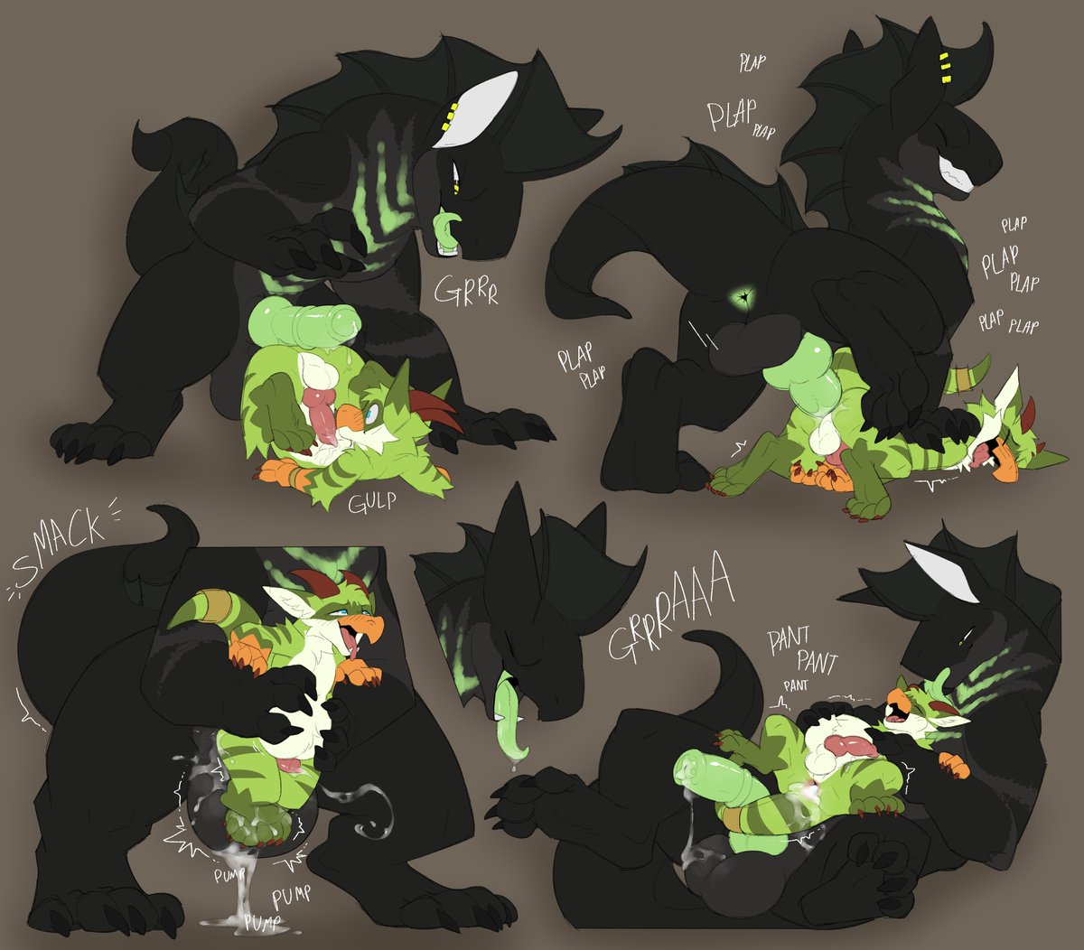 it takes guts to face someone thrice your size, but this lucky kobold got a gut full of a horny dragon's spunk...