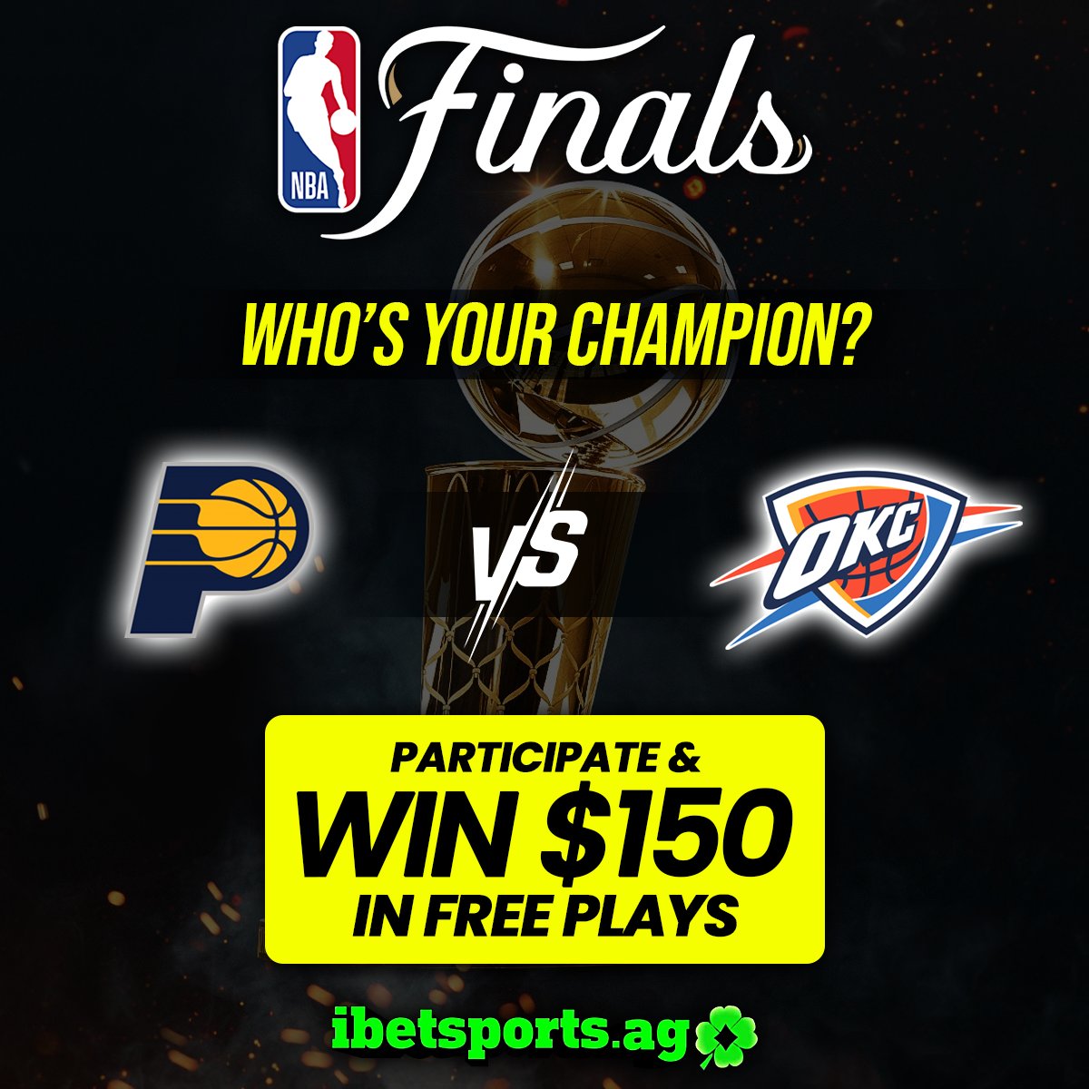 I_BetSports's tweet image. 🏀 NBA FINALS CHALLENGE!

Predict the champ: Thunder or Pacers? And in how many games (4-7)? Tag a friend!
🎁 $150 Free Play for 3 winners (FB, IG, X) 

🗓️ Deadline: June 5, before Game 1

➡️ bit.ly/Ibetsports

T&amp;amp;C: bit.ly/IBSPromo

#NBAFinals │ #FreePlay │ #Promo