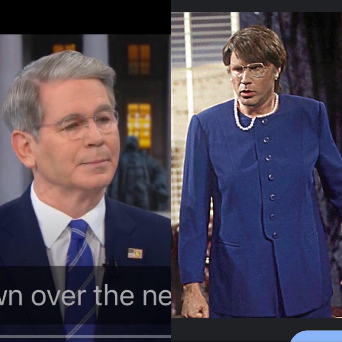 It just hit me. Scott Bessent looks like Will Ferrel playing Janet Reno.