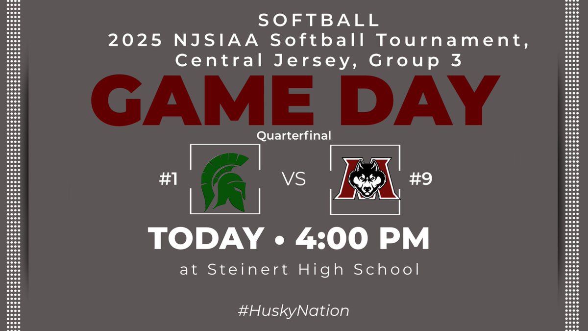 Softball hits the road to Steinert High School for the State Tournament Quarterfinals! Let’s go, Huskies! 🥎
