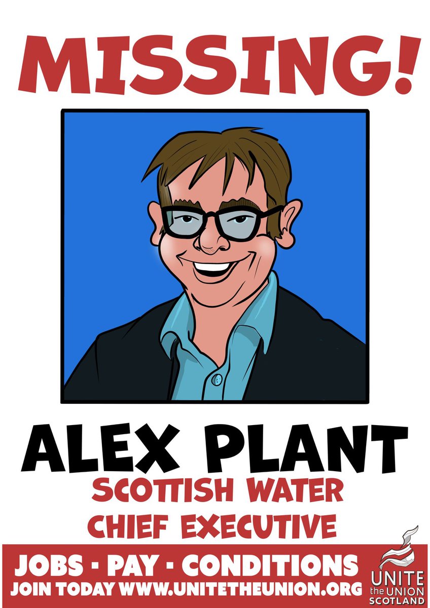 misssam89's tweet photo. Show solidarity and support for all @scottish_water staff who are on strike this week. Please share far and wide!! Their chief exec Alex Plant not attending one meeting with the unions. Come back to the table and resolve this dispute for your staff!!! https://t.co/S1y87U7xPA