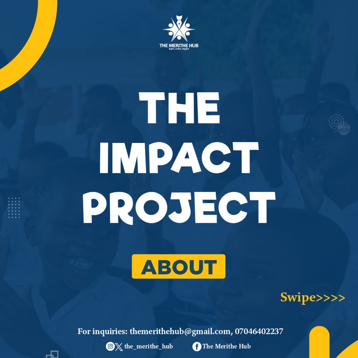 the_merithe_hub's tweet photo. HERE IS WHAT YOU NEED TO KNOW ABOUT THE IMPACT PROJECT🌍💙
A thread...🤭
Join us on our mission to eradicate learning poverty and promote quality education for children in Nigeria.
#theimpactproject #themerithehub #sdg4 #qualityeducation https://t.co/oFwJcEV6eV