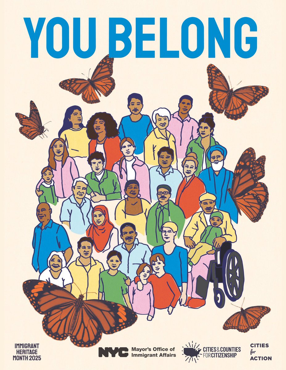 MOIA is proud to join 30+ cities across the country in the “You Belong” campaign – sending a direct message to our immigrant New Yorkers. Join us in this unified message and sharing our image by visiting nyc.gov/immigrantherit…