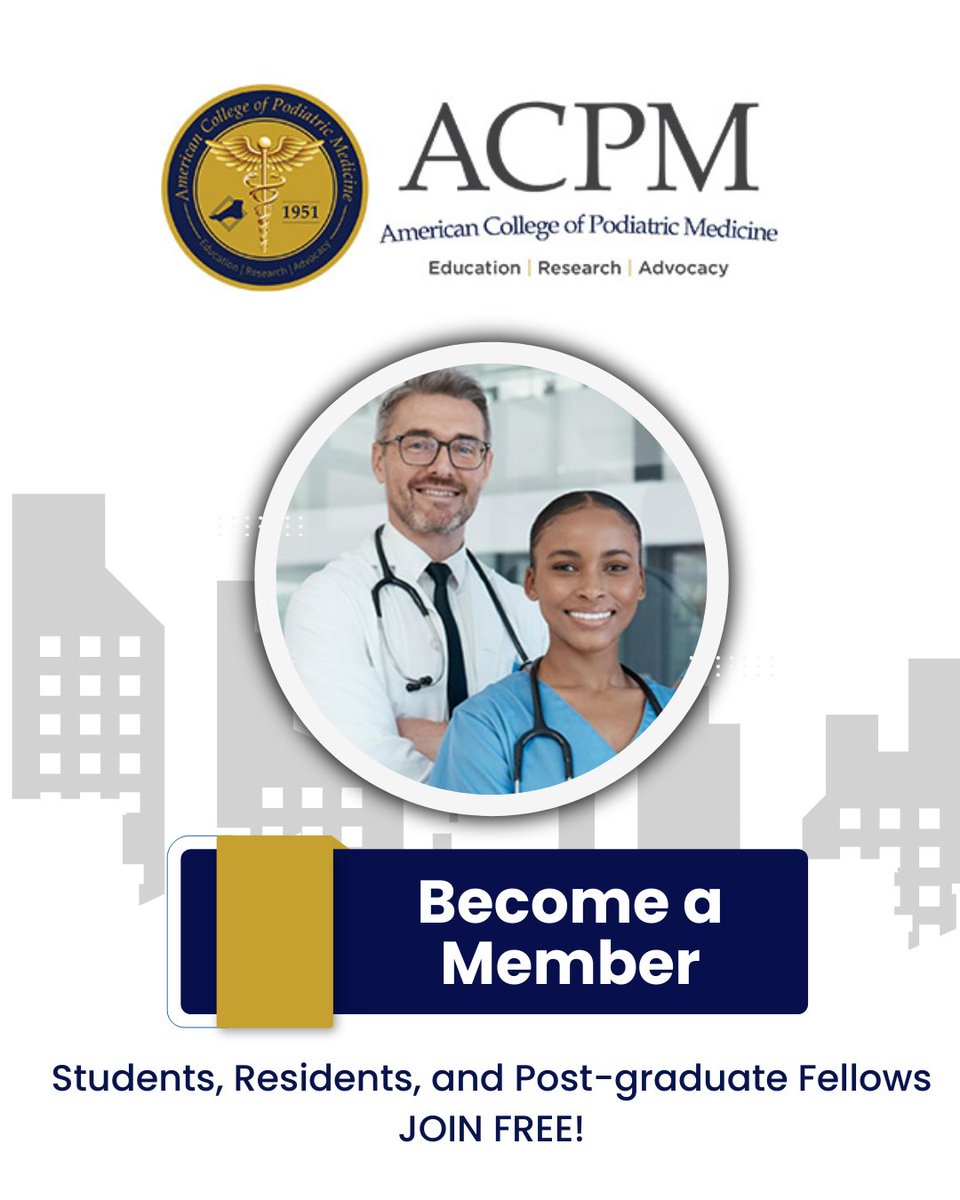 podiatrycollege's tweet image. Students, Residents, &amp;amp; Fellows - become an ACPM Trainee Member for FREE!

✅ Access educational resources
✅ Network with leaders in podiatric medicine
✅ Get a discount on our Board Review Text (for Oct. exam takers)

🔗 Join now: acpmed.org/membership/mem…

#Podiatry #ACPM #MedEd