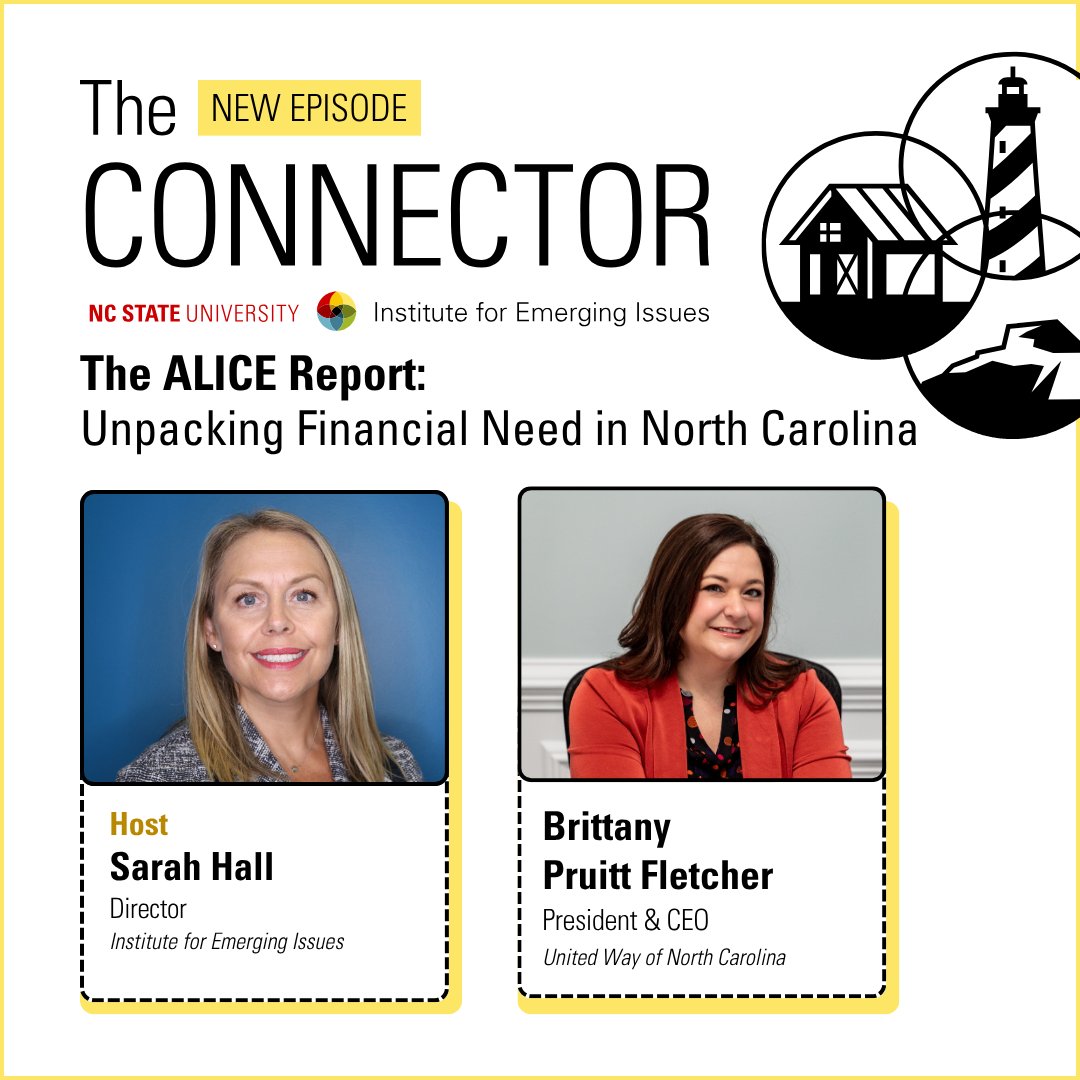 The Institute for Emerging Issues (@emergingissues) on Twitter photo New #TheConnector episode! Many NC families are on the brink of financial crisis. IEI Director Sarah Hall and <a href="/UWNorthCarolina/">United Way of North Carolina</a> President & CEO Brittany Pruitt Fletcher unpack the ALICE Report, revealing the true scope of financial need across NC. Tune in: iei.ncsu.edu/2025/06/02/the⦠New #TheConnector episode! Many NC families are on the brink of financial crisis. IEI Director Sarah Hall and <a href="/UWNorthCarolina/">United Way of North Carolina</a> President & CEO Brittany Pruitt Fletcher unpack the ALICE Report, revealing the true scope of financial need across NC. Tune in: iei.ncsu.edu/2025/06/02/theā¦