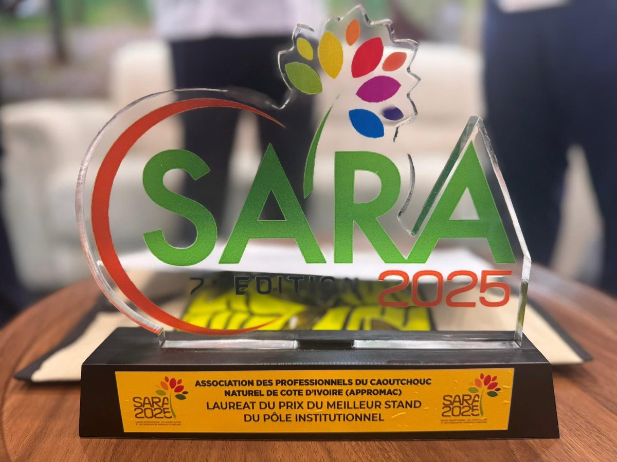 Heureux d’avoir pris part au #SARA2025 vitrine de l’agriculture ivoirienne !  
10 jours d’exposition, de rencontres de haut niveau et de valorisation de la filière hévéa. 
Notre le stand  a été désigné Meilleur Stand du Pôle Institutionnel !