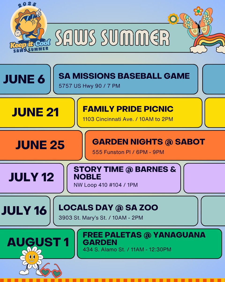 𝐒𝐀𝐖𝐒 💧🚿🚰 (@mysaws) on Twitter photo 🌞#SAWSSummer is back and we’re swinging into the season at Friday’s <a href="/missionsmilb/">San Antonio Missions Baseball</a> game! -⚾ The first 1,500 fans receive an exclusive SAWS x Missions Hawaiian shirt🏝️👕(Game admission not included).
-🧢 Visit our SAWS Summer table for FREE swag and water-wise tips from our 🌞#SAWSSummer is back and we’re swinging into the season at Friday’s <a href="/missionsmilb/">San Antonio Missions Baseball</a> game! -⚾ The first 1,500 fans receive an exclusive SAWS x Missions Hawaiian shirt🏝️👕(Game admission not included).
-🧢 Visit our SAWS Summer table for FREE swag and water-wise tips from our