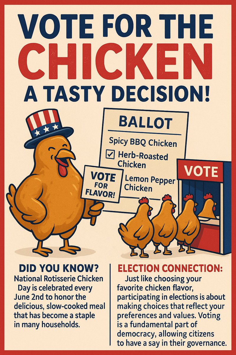 Happy National Rotisserie Chicken Day!
🗳️ Democracy only works when you do!
Take a minute today to check your voter registration—make sure your info is current and you're ready to vote in your next election.
📲 Visit pinal.gov/794/Pinal-VOTES to get started.