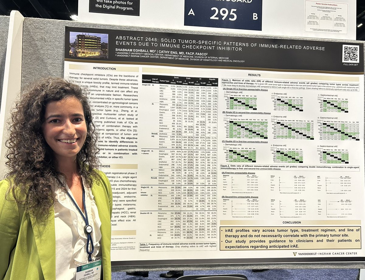 CathyEngMD's tweet image. 🤩resident, future #hemeonc fellow. @ShabnamEghbali believed in our concept and ran with it!  What is the impact of irAEs across multiple cancers?  She did a great job working on this project to provide guidance to #HCP.  @ASCO #ASCO25 #cancer #immunotherapy #CancerResearch