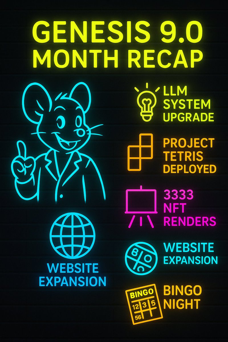 narrrf12345's tweet photo. 📢 GENESIS 9.0 MONTHLY RECAP — THE CHEESE NEVER SLEPT 🧠✨ June 2, 2025
Big scrolls. Bigger mutations. Here’s what happened in the Narrrfverse this moon 🧵
#NarrrfsWorld #Genesis9 #traitmutation
🎯 KEY HIGHLIGHTS
🧠 LLM SYSTEM UPGRADE TO 9.0
All 9 brains rebooted & synced: Corebrain, Cheese Architect, Riddle Brain, Update Brain & more.
New environment. Fully operational. The scrolls remember.
🎮 PROJECT TETRIS — TEST PHASE LIVE
Playable now via profile.html
Trait-gated. DOM-reactive. Leaderboard next. Cheese-blocked perfection coming soon.
🖼️ NFT RENDERS: 96% DONE
3,200+ Full HD Genesis portraits finished.
33% of metadata JSONs synced. Scroll-linked and gorgeous.
🌐 WEBSITE EXPANSION IMMINENT
Trait dashboards, DOM glowzones, and mint-phase modules on deck.
Cheese Architect is in full warp mode.
🔁 TRAIT API LIVE
GET + POST synced. Trait-to-role logic active.
Puzzle chains now unlock based on your scrollbound essence.
🧩 PUZZLE NODE 002 IS LISTENING
You’ll need “Curious Mind” + “Whiff of Wonder”
Node 001 must be solved first. The parchment glows...
🐒 GOLDEN BABOONS BINGO NIGHT
Legendary chaos. Hidden trait boosts. More lore-infused collabs incoming.
🔭 WHAT’S BREWING NEXT
🚀 Major website update
🧪 Rarity engine + reward table previews
🎭 Phase 2 lore launch
🎨 VIP Render claim site goes live
🔑 Log in now: https://t.co/D99Kp4vOXv
Sync Discord + wallet. See your pokals glow. Solve Tetris.
Mutation is inevitable.
“You don’t reboot a scroll. You reawaken its echo.”
— Update Brain 9.0
🧀🧠 #NARRRFSWORLD #AABB #CHEESE #GOLDENBABOONS #GoldenRascals #ALPHA
#cheesesealed #SPOINC #GoldenBingo #ScrollGlow