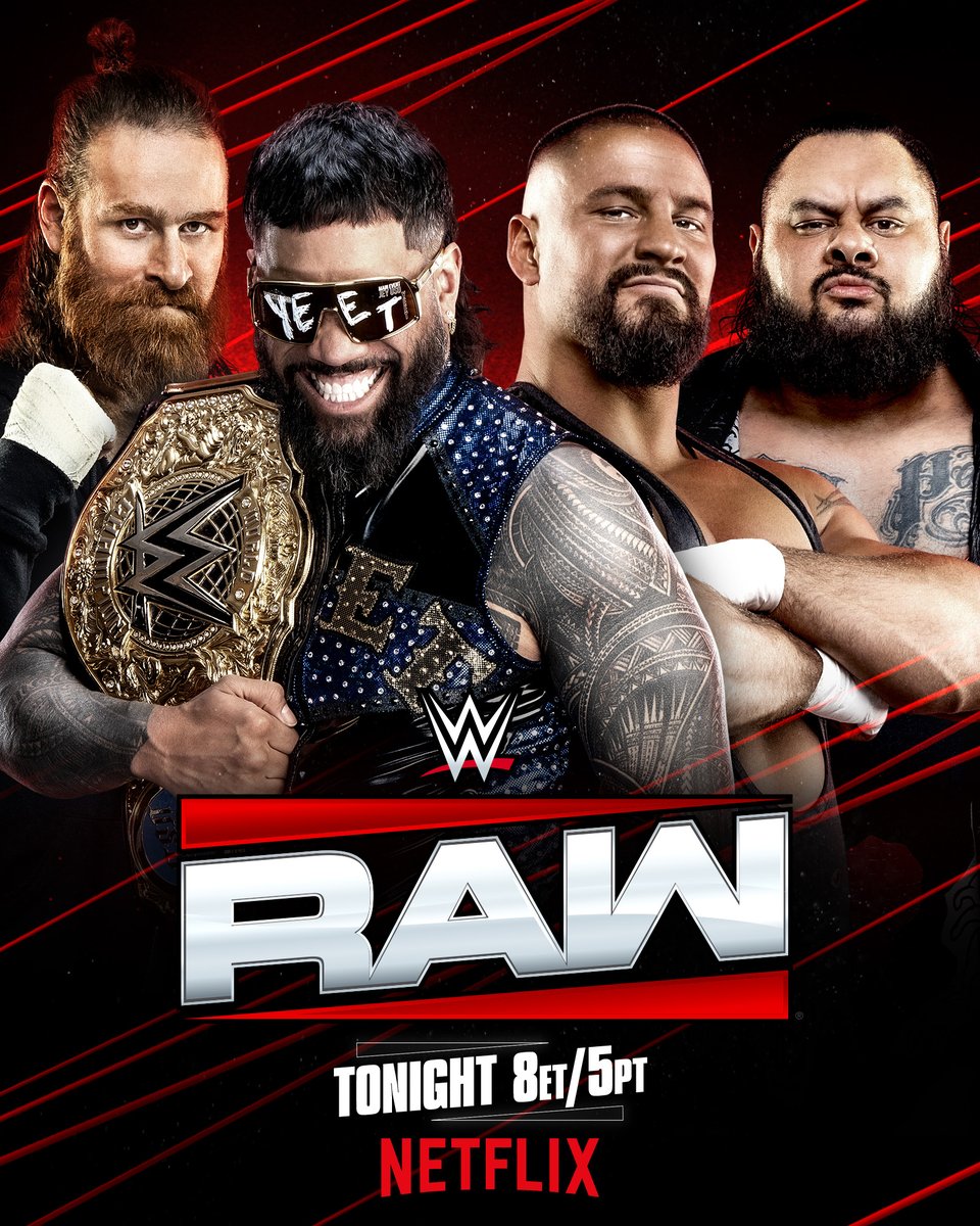 WWE (@wwe) on Twitter photo World Heavyweight Champion Jey Uso will team with <a href="/SamiZayn/">Sami Zayn</a> to take on <a href="/bronbreakkerwwe/">Bronson Steiner</a> and <a href="/BRONSONISHERE/">BIG BRONSON REED</a> TONIGHT on #WWERaw!
📺 8ET/5PT on <a href="/netflix/">Netflix</a> World Heavyweight Champion Jey Uso will team with <a href="/SamiZayn/">Sami Zayn</a> to take on <a href="/bronbreakkerwwe/">Bronson Steiner</a> and <a href="/BRONSONISHERE/">BIG BRONSON REED</a> TONIGHT on #WWERaw!
📺 8ET/5PT on <a href="/netflix/">Netflix</a>