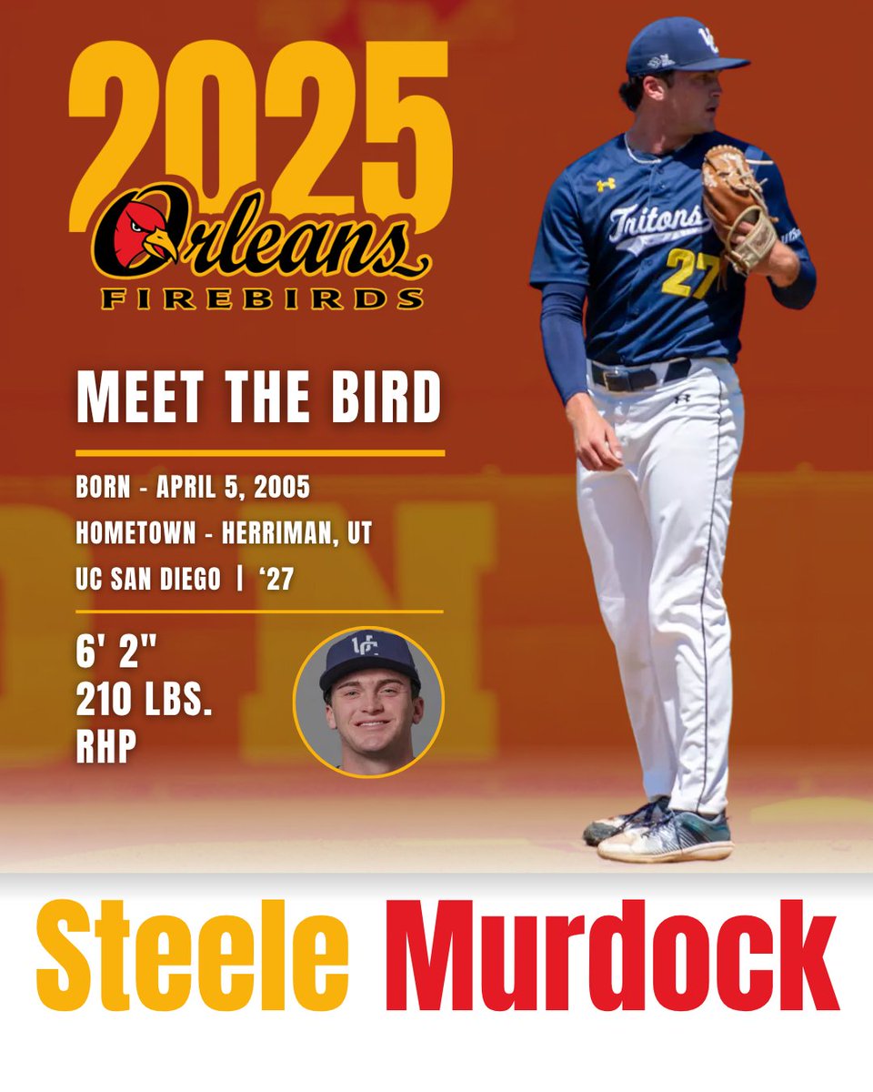 From the red rocks of Utah to the sand beachs of Cape Cod! Get ready for RHP Steele Murdock, playing college ball at UC San Diego. Welcome to Orleans! #GoBirds

<a href="/SteeleMurdock/">Steele Murdock</a> 
<a href="/USDbaseball/">San Diego Baseball</a>