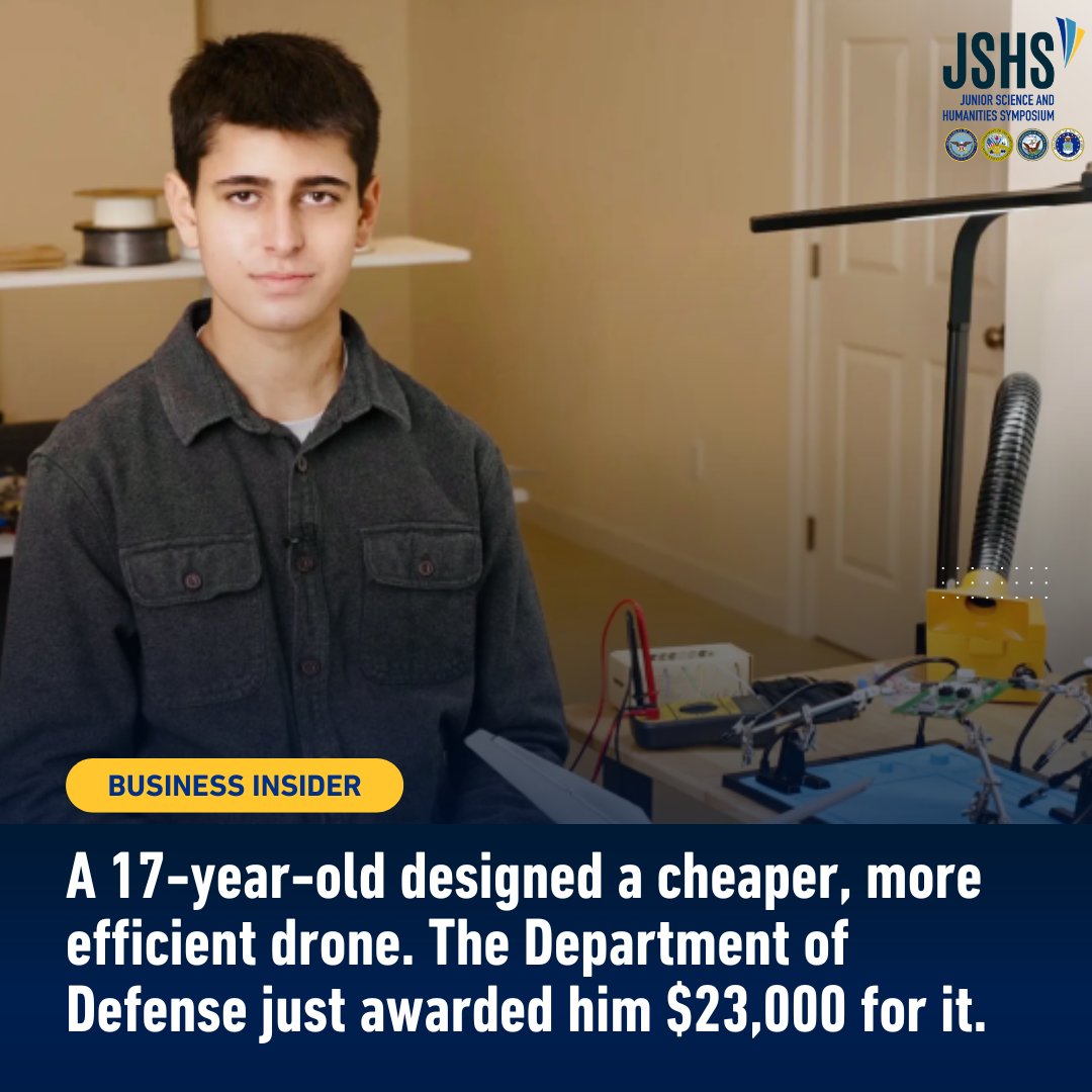 Junior Science & Humanities Symposium (@go_jshs) on Twitter photo Congratulations to Cooper Taylor, who took 2nd place in Engineering & Technology oral presentations at #NJSHS25 and was recently featured in <a href="/BusinessInsider/">Business Insider</a> for the VTOL drone he developed as his project! Read the article at businessinsider.com/high-schooler-…. Congratulations to Cooper Taylor, who took 2nd place in Engineering & Technology oral presentations at #NJSHS25 and was recently featured in <a href="/BusinessInsider/">Business Insider</a> for the VTOL drone he developed as his project! Read the article at businessinsider.com/high-schooler-….